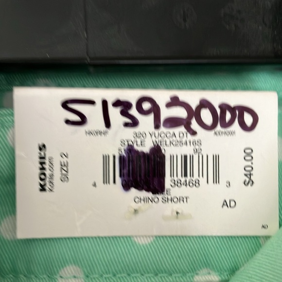 Elle Light Green White Polkadot Chino Shorts - Women’s Size 2 - Picture 5 of 8